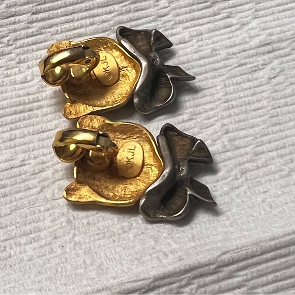 RARE 1960s KJL Kenneth Jay Lane Panther With Bow Clip‎ On Earring Vintage Signed - Picture 4 of 5